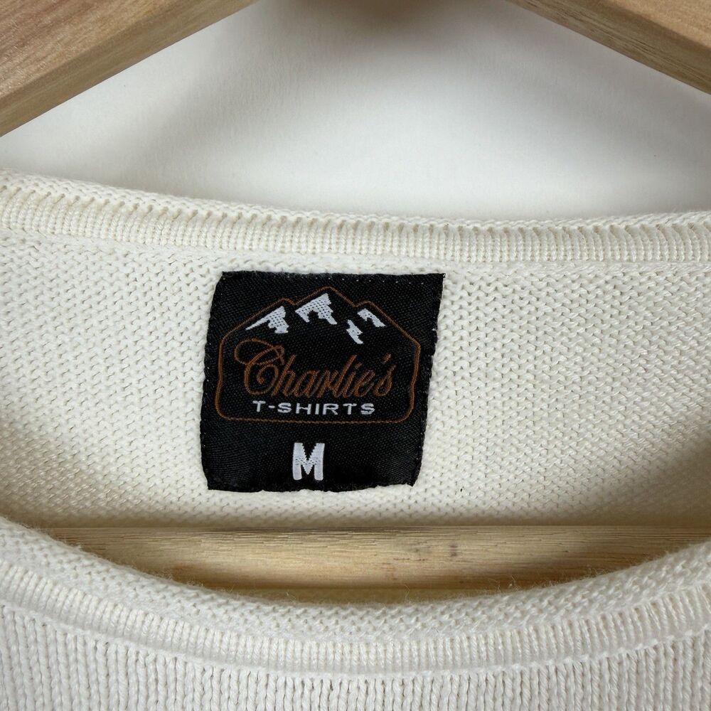 Charlie's T-Shirts Vail Women's Sweater M Cream Cotton Knit Crew Neck Après-Ski - Picture 2 of 12